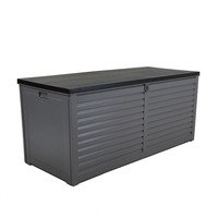 490L Large Outdoor Plastic Storage Box – Grey and Black