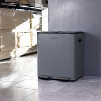 30L Double Compartment Grey Kitchen Bin – 2x 15L