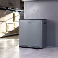 40L Double Compartment Grey Kitchen Bin – 2x 20L