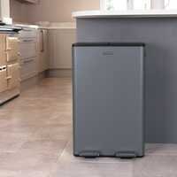 60L Double Compartment Grey Kitchen Bin – 2x 30L